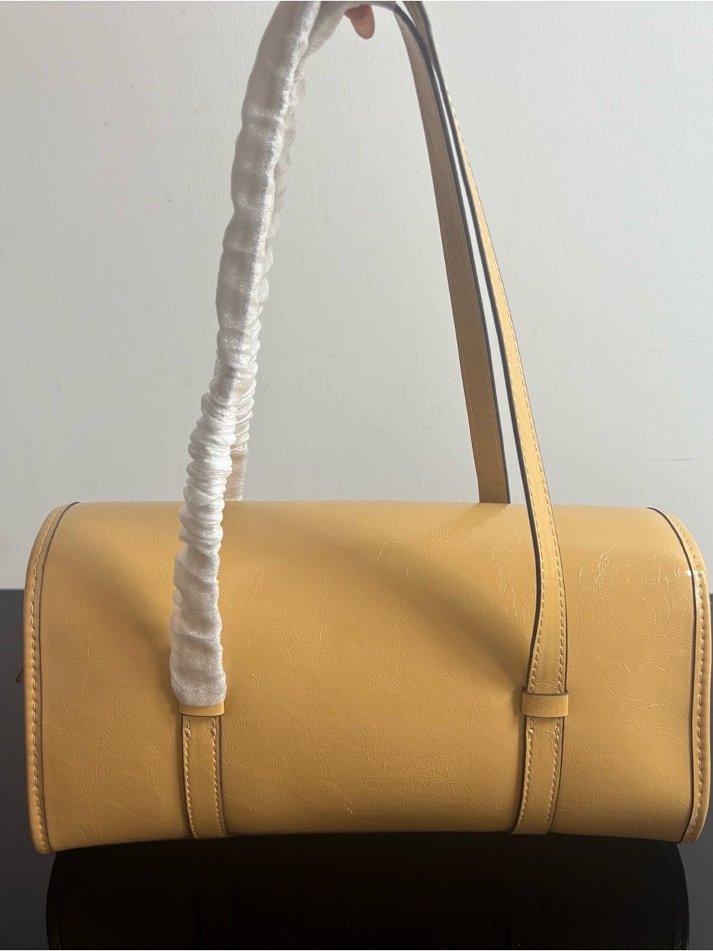 Coach Mustard Pebbled Leather Barrel Bag with Bow Accents - Picture 4 of 9